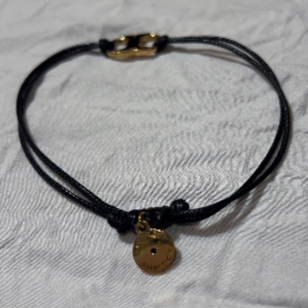 Tory Burch Black Embrace Cord Gold Logo Link Bracelet - Picture 5 of 7